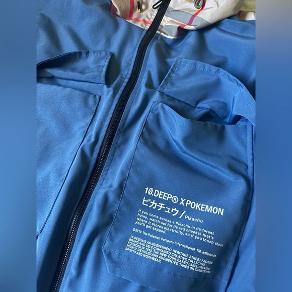 10. Deep X Pokemon windbreaker full zip hooded jacket Mosshino Coutube size M - Picture 9 of 12